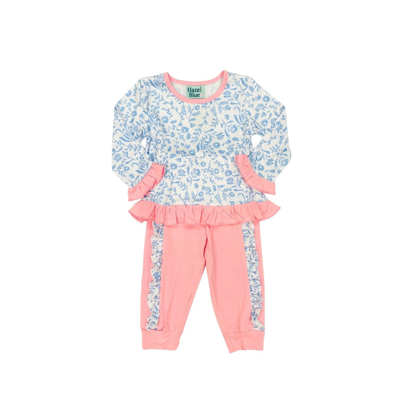 Hazel Blue Blue Floral/Pink Jogger Set