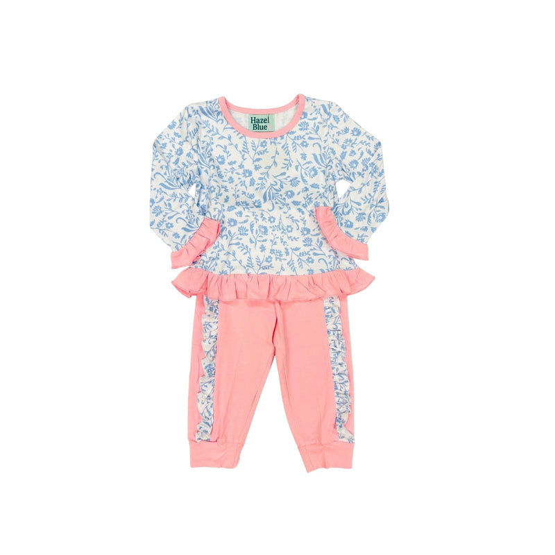 Hazel Blue Blue Floral/Pink Jogger Set