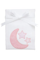 3 Marthas Pink Lullaby Moon & Stars Applique Burp Cloth | Baby Girl Cotton Burp Cloth | Bossier City, LA