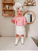 Coquette bows ribbed flutter leo