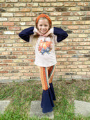 Girls Fall Boho Stripe Bell Bottom Pants – Navy Flare Pumpkin Patch Outfit