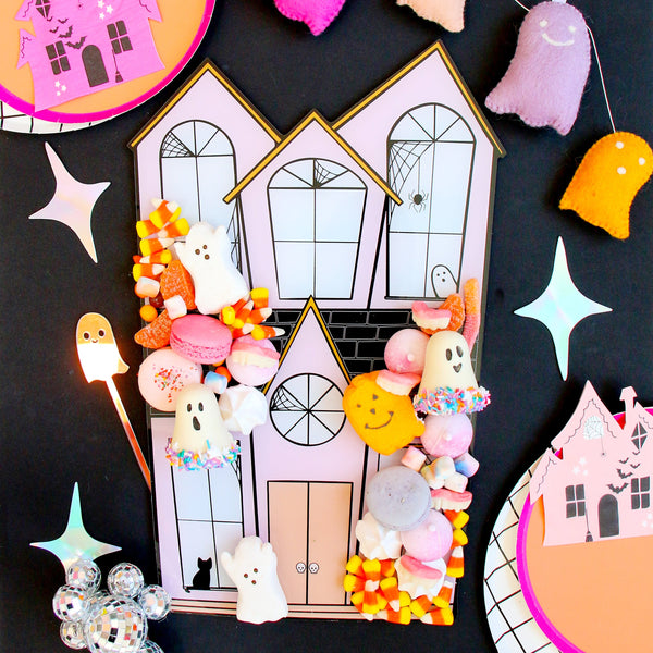Pink Haunted House Dessert Charcuterie Tray