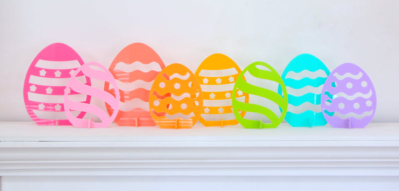 Pink and orange acrylic Easter egg standing decor