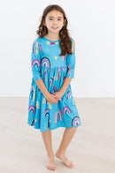 SALE Turquoise Twilight 3/4 Sleeve Pocket Twirl Dress