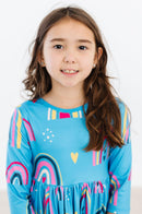 SALE Turquoise Twilight 3/4 Sleeve Pocket Twirl Dress