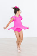 Hot Pink S/S Twirl Leotard