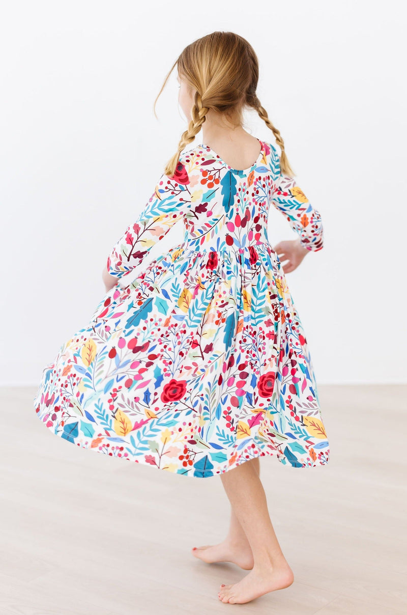 SALE Winter Berries 3/4 Sleeve Pocket Twirl Dress