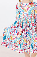 SALE Winter Berries 3/4 Sleeve Pocket Twirl Dress