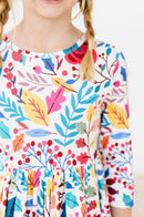 SALE Winter Berries 3/4 Sleeve Pocket Twirl Dress