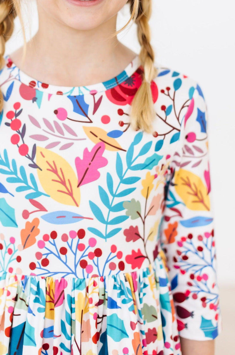 SALE Winter Berries 3/4 Sleeve Pocket Twirl Dress