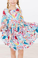 SALE Winter Berries 3/4 Sleeve Pocket Twirl Dress