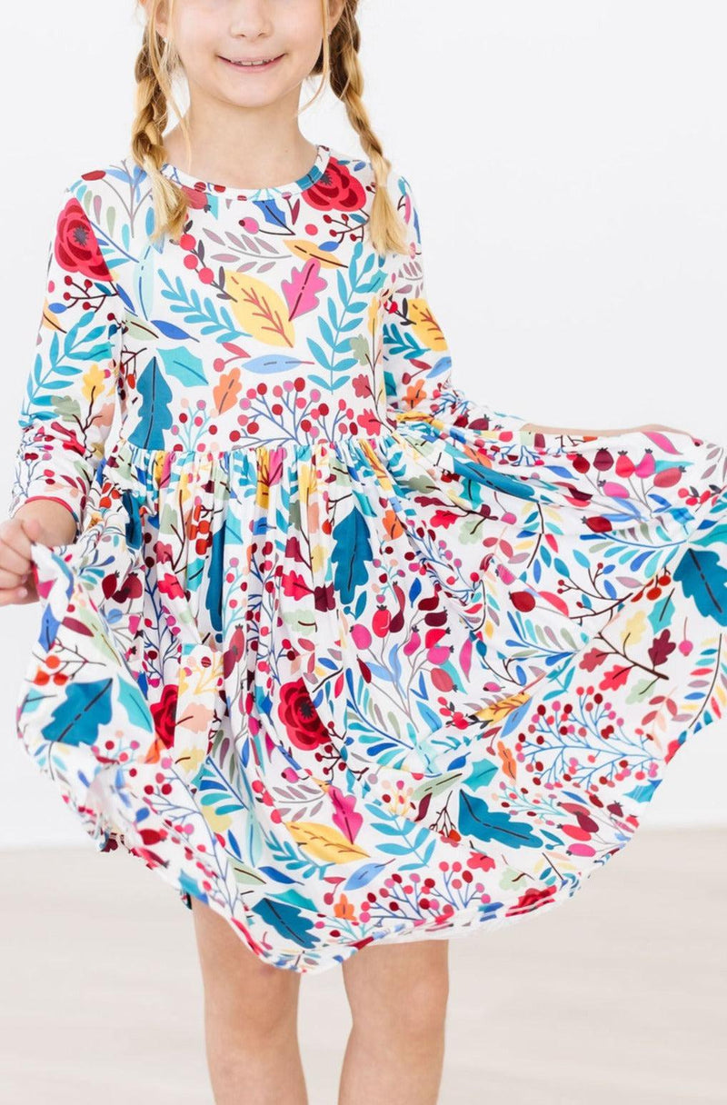 SALE Winter Berries 3/4 Sleeve Pocket Twirl Dress