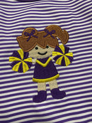 Football cheer applique stripe girl dress