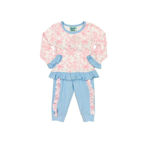 Hazel Blue Bow Toile Jogger Set