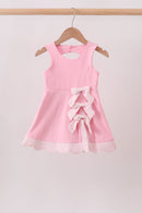 Pink Performance Bow Sash Scalloped Dress