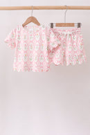 Floral Silky Scalloped Short Set