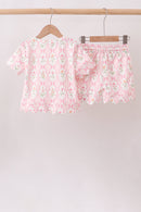 Floral Silky Scalloped Short Set
