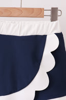 Navy Performance Scalloped Skorts Set