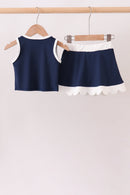 Navy Performance Scalloped Skorts Set