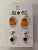 Candy Corn Earring Trio – Festive Halloween Jewelry Set for Girls & Women 🎃🍬