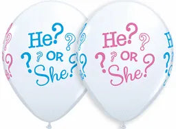 11" Gender Reveal Latex Balloons (10-Pack) – HE or SHE? Baby Shower Decor