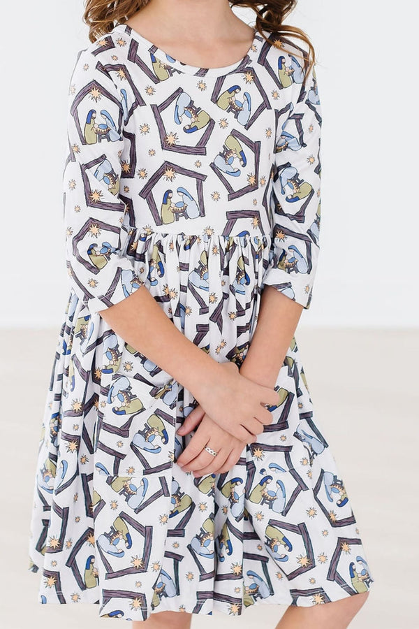 SALE Nativity 3/4 Sleeve Pocket Twirl Dress