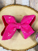 4.5" Sequin Hair Bow for Girls Sparkle Boutique Bow for Holidays & Parties | Alligator Clip