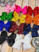 4.5" Sequin Hair Bow for Girls Sparkle Boutique Bow for Holidays & Parties | Alligator Clip