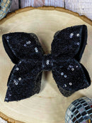 4.5" Sequin Hair Bow for Girls Sparkle Boutique Bow for Holidays & Parties | Alligator Clip