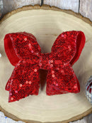 4.5" Sequin Hair Bow for Girls Sparkle Boutique Bow for Holidays & Parties | Alligator Clip
