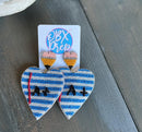 Pencil & Notebook Paper Seed Beaded Drop Earrings | Teacher Beaded Statement Earrings | Bossier City, LA