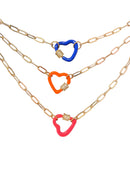Kids 14" Gold Lobster Claw, Heart Necklace