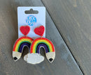 Rainbow Pencil Seed Beaded Earrings | Teacher Rainbow Statement Earrings | Bossier City, LA