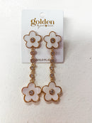 Golden Bloom Drop Earrings – Mother of Pearl Flower Dangles