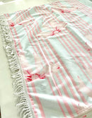 Bows & Stripes Beach Towel – Pink Bow Microfiber Beach Towel with Fringe