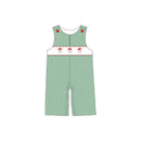 PRE ORDER - Hazel Blue Dark Green Micro Check Gingham Longall with Embroidered Santa