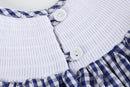 4th of July Royal Blue Gingham American Flag Smocked Bishop Dress