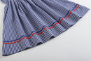 4th of July Royal Blue Gingham American Flag Smocked Bishop Dress