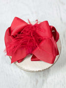 Solid Feather Puff Looped Knot Hair Bow - Alligator Clip - 5.5"