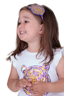 Tiger Face Rhinestone Headband – Purple & Gold Gameday Headband