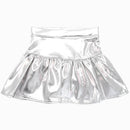 Slick Metallic Gathered Skort in Silver
