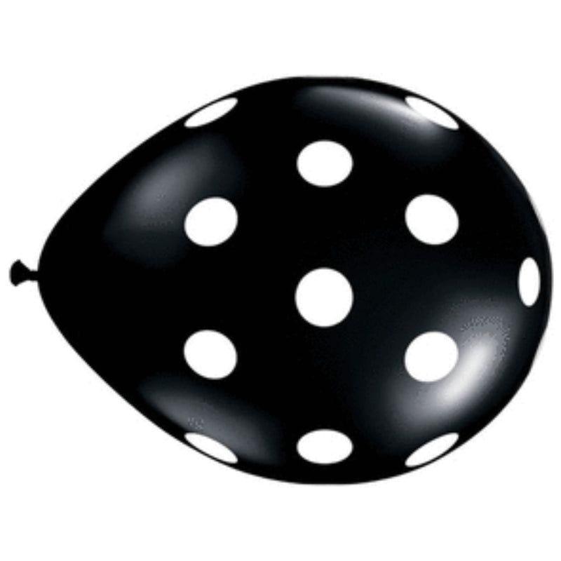 11" Latex Balloon Black Polka Dot (10 Pack)