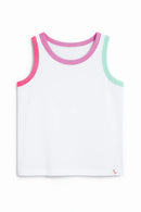 Girls White Contrast Trim Tank Top | Bossier City Kids Boutique Summer Essential