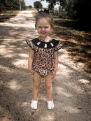 Leopard ghost embroidery Romper