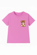 Girls Teddy Bear Patch Short Sleeve Tee | Organic Cotton Boutique Top – Bossier City Louisiana
