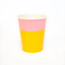 Yellow and light pink color block cup