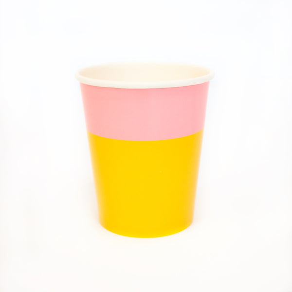 Yellow and light pink color block cup