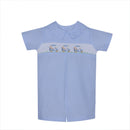 Golf Cart Smocked Romper – Blue