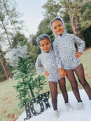 Snow leopard Ribbed Hooded romper