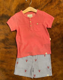BOARDWALK Henley Tee-Red Pique